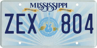 MS license plate ZEX804