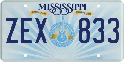 MS license plate ZEX833