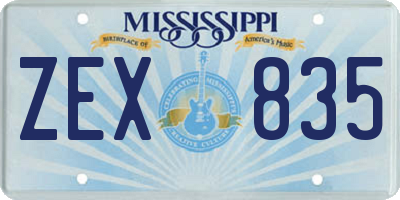 MS license plate ZEX835