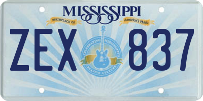 MS license plate ZEX837
