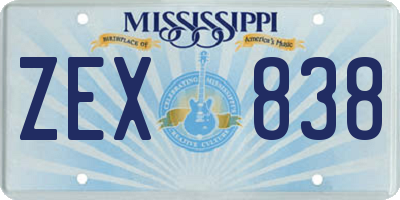 MS license plate ZEX838