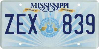 MS license plate ZEX839