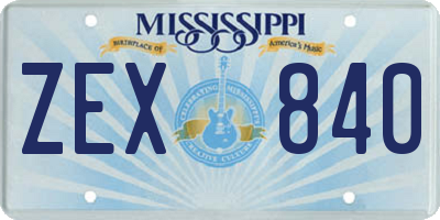 MS license plate ZEX840
