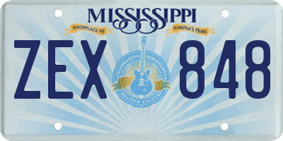 MS license plate ZEX848