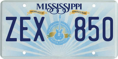 MS license plate ZEX850