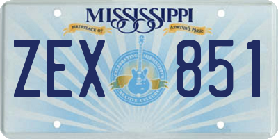 MS license plate ZEX851