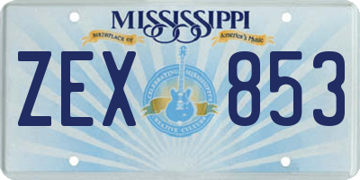 MS license plate ZEX853