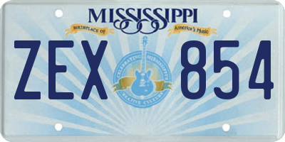 MS license plate ZEX854