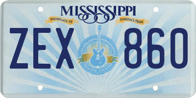 MS license plate ZEX860