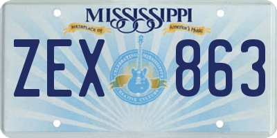 MS license plate ZEX863