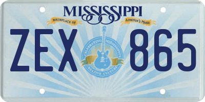 MS license plate ZEX865