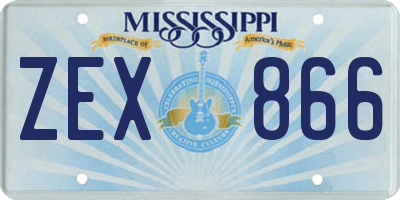 MS license plate ZEX866