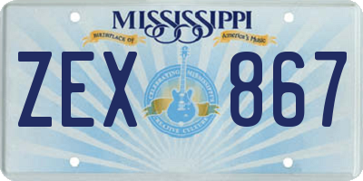 MS license plate ZEX867
