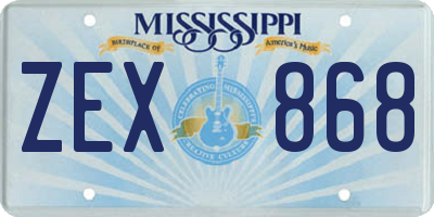 MS license plate ZEX868