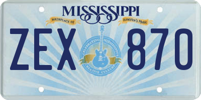 MS license plate ZEX870