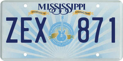 MS license plate ZEX871