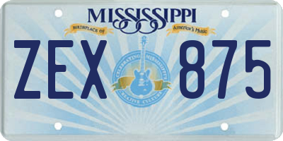 MS license plate ZEX875