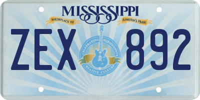 MS license plate ZEX892