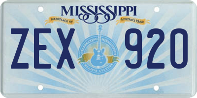 MS license plate ZEX920