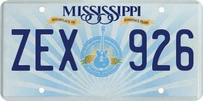 MS license plate ZEX926