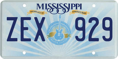 MS license plate ZEX929