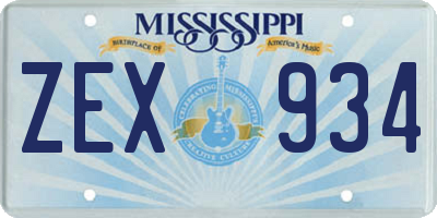 MS license plate ZEX934