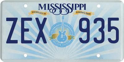 MS license plate ZEX935