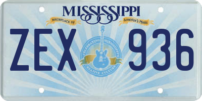 MS license plate ZEX936