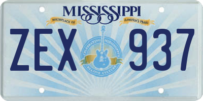 MS license plate ZEX937