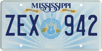 MS license plate ZEX942