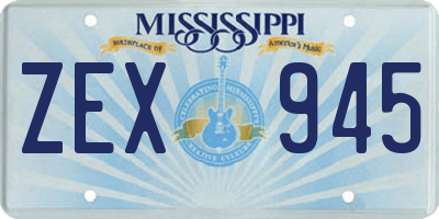 MS license plate ZEX945