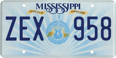 MS license plate ZEX958