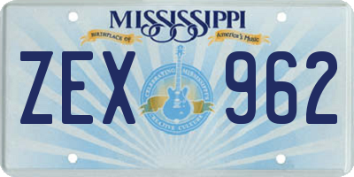 MS license plate ZEX962