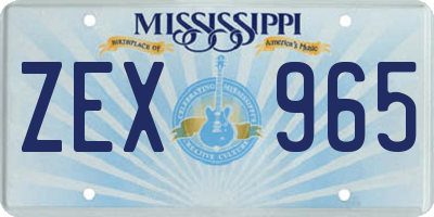 MS license plate ZEX965