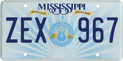 MS license plate ZEX967