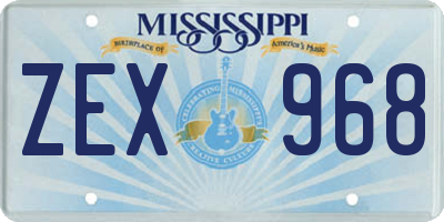 MS license plate ZEX968