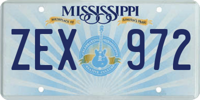 MS license plate ZEX972