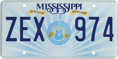 MS license plate ZEX974