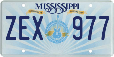 MS license plate ZEX977