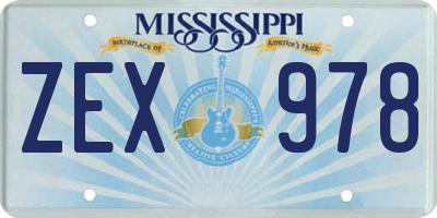 MS license plate ZEX978