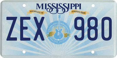 MS license plate ZEX980