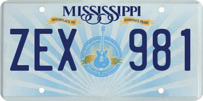 MS license plate ZEX981