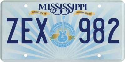 MS license plate ZEX982