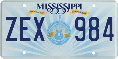 MS license plate ZEX984