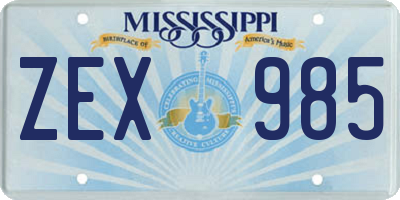 MS license plate ZEX985