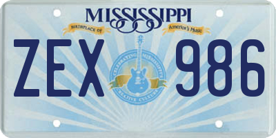 MS license plate ZEX986