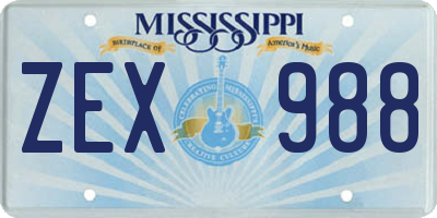 MS license plate ZEX988