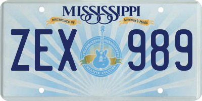 MS license plate ZEX989