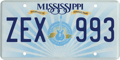 MS license plate ZEX993