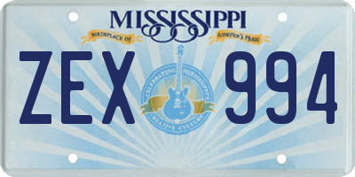 MS license plate ZEX994